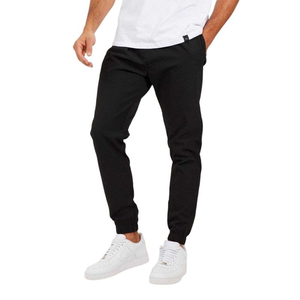 Brave Soul Mens Seersucker Cuffed Pants / Black
